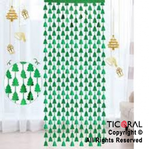 CORTINA ARBOLITOS DE NAVIDAD METALIZADA VERDE 2 MT X 1MT (U21-510) x 1